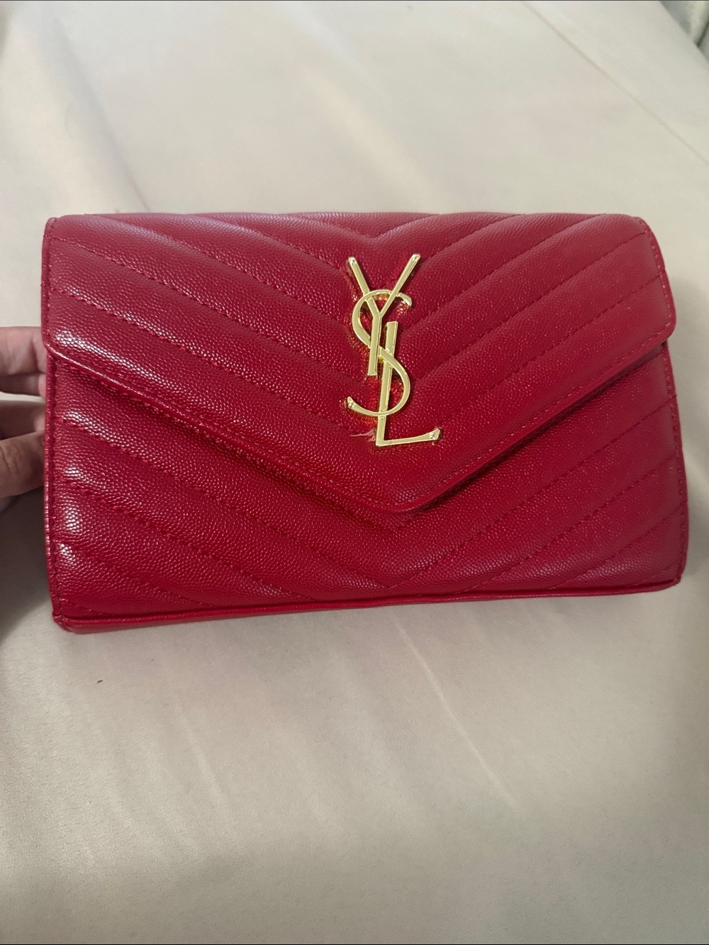 Red Quilted Envelope Clutch